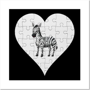 Jigsaw  Zebra Heart Design - Wild Animal Zebra Posters and Art